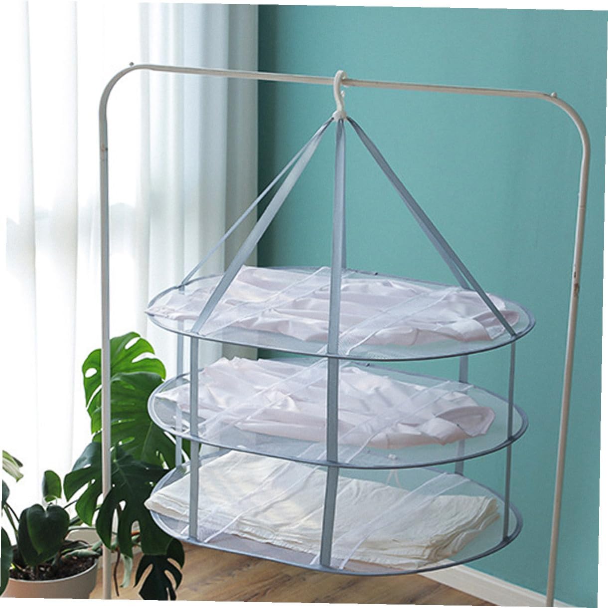 Homoyoyo 3pcs Clothes Drying Basket Sock Hangers Laundry Drying Rack Household Flat Mesh Net for Sweaters and Socks