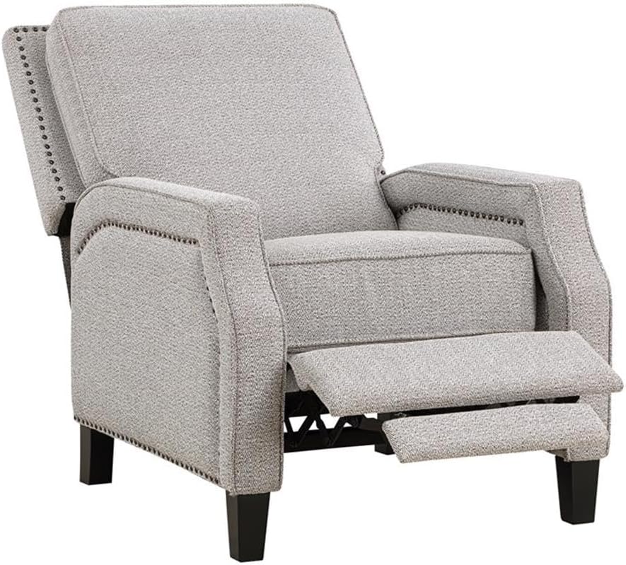 Lexicon Berenson Fabric Upholstered Push Back Recliner in Coconut Color