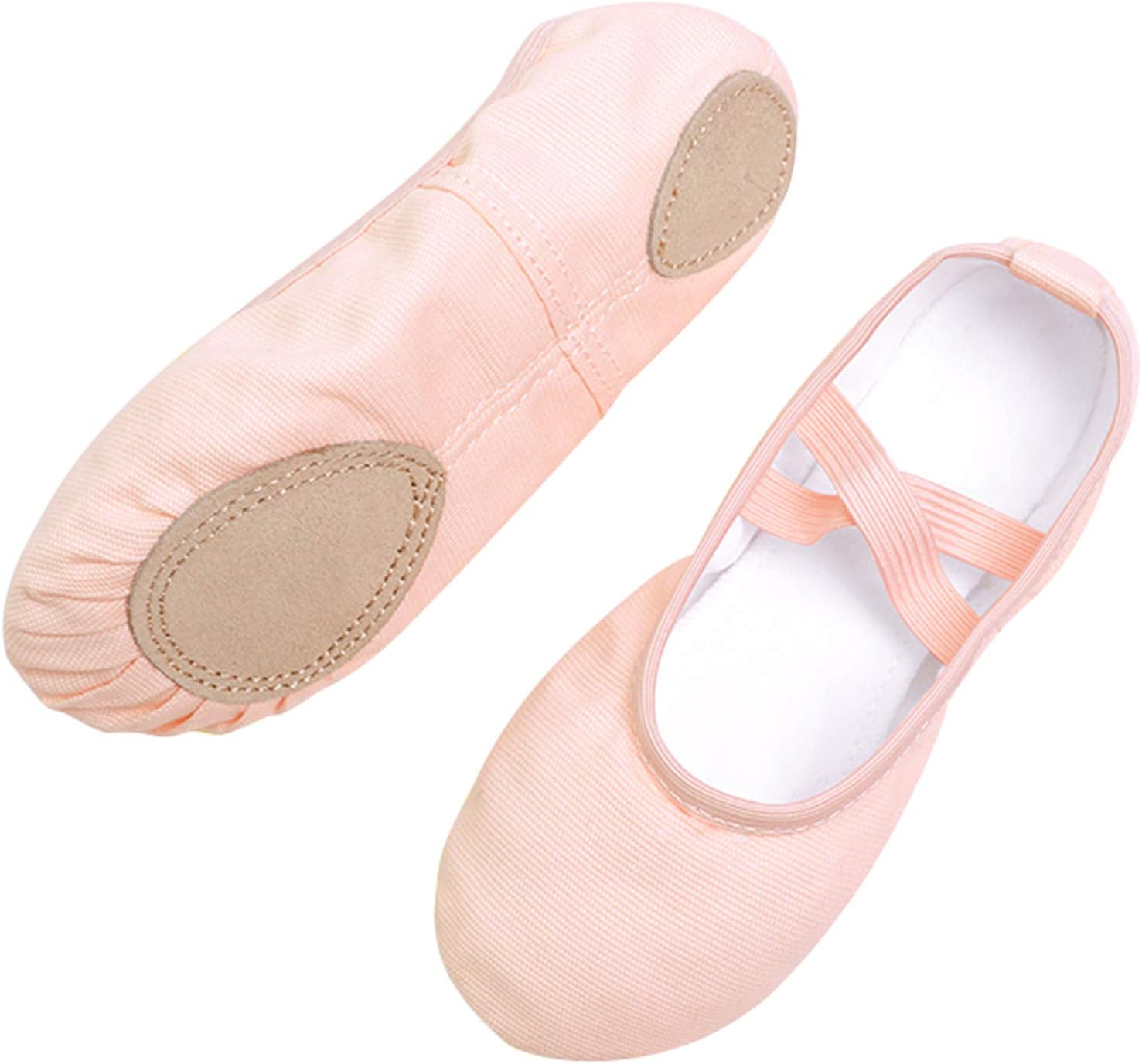 Koolen Ballet Shoes, Canvas Upper & Leather Sole Ballet Slippers, Ballet Dance Shoes for Girls, Ballet Pink-canvas-better Fit, 12 Little Kid