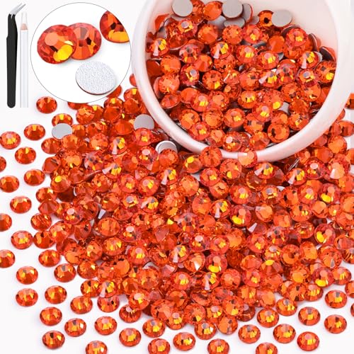 Image of 600PCS SS30 /6mm Crystal Glass Rhinestones for Bedazzling (Orange /Hyacinth) | Flatback Rhinestones for Crafting DIY Nail Art Makeup Decoration, Gems Diomand Charms for Tumbler Shoes Clothing Mug