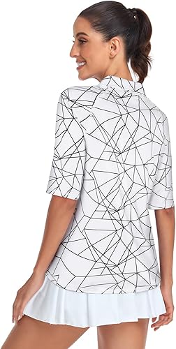 Miniatura 2 de Misyula - Camisa de golf para mujer, secado rápido, media manga, con cremallera de un cuarto, camiseta de entrenamiento, camiseta de tenis, tallas