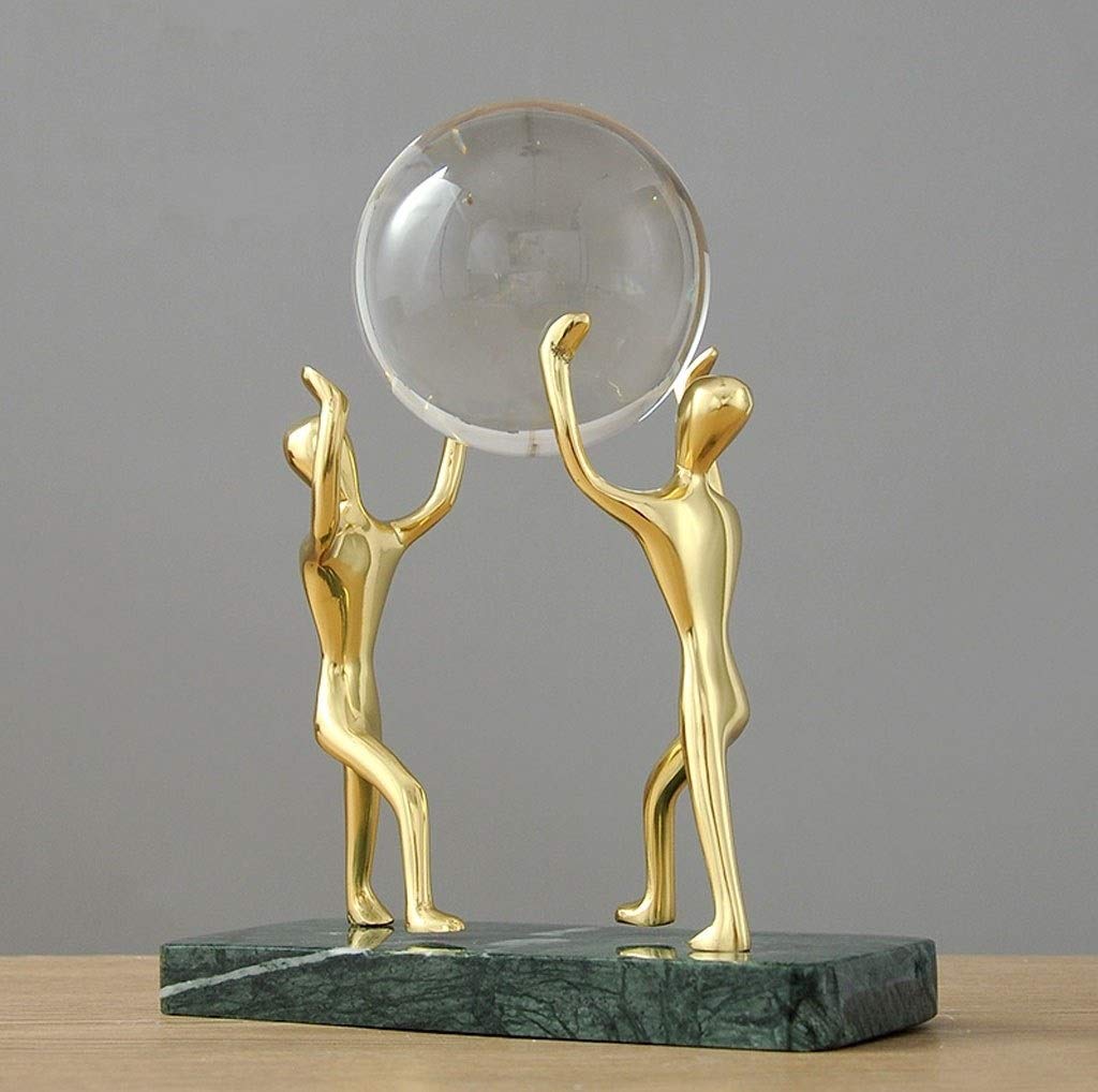 bola de cristal (en la magia occidental) Decoración de la sala de estar, estilo europeo de cobre puro dormitorio Transparente bola de cristal Crafts Inicio de estudio y otros regalos ideales bola de c