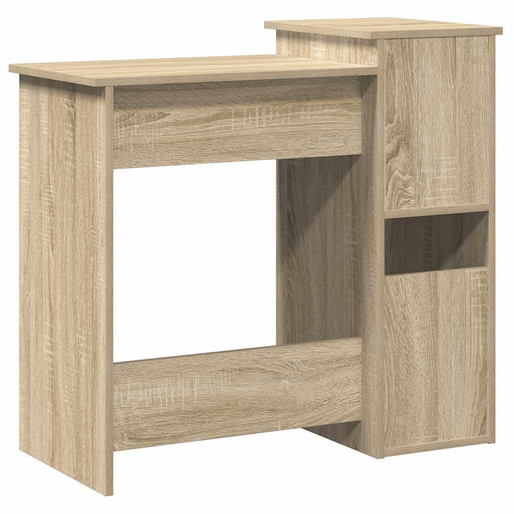 Schreibtisch in Sonoma-Eiche 84x40x78 cm mit integriertem Regal Moderner Computertisch klein und robust für Homeoffice Gaming Arbeitszimmer Schlafzimmer und Büro
