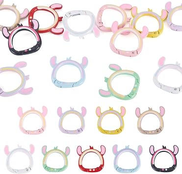 12Pcs Colorful Spring Gate Rings Animal Baking Paint Alloy Keychain Hook DIY Keychains Rings Clasp for Bag Purse Strap Keyring Phonechain Jewelry Making