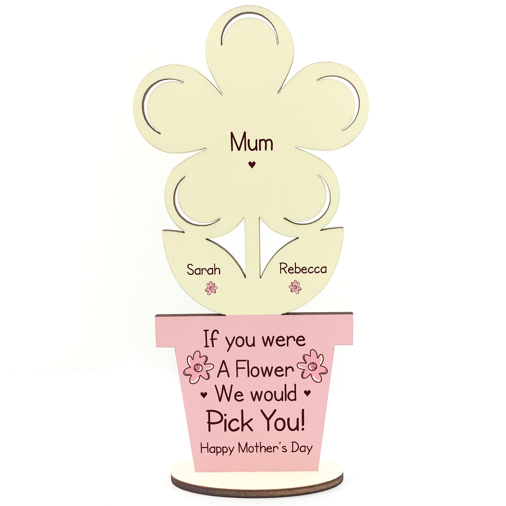 PERSONALISED Mothers Day Gift For Mum Wood Flower Gift From Daughter Son