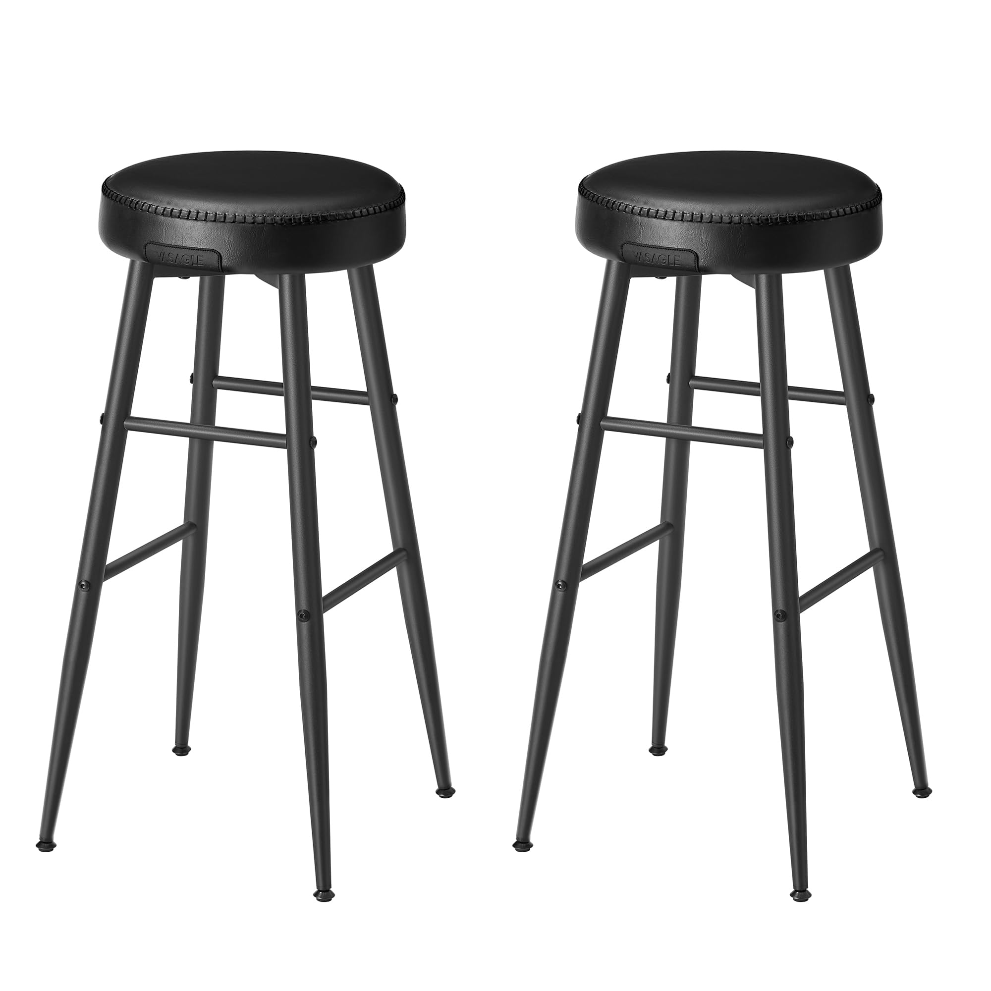 VASAGLE EKHO Colección - Juego de 2 Taburetes de Bar, Taburetes de Cocina, Taburetes de Desayuno, Cuero Sintético con Costuras, 76,2 cm de Alto, Silla Comedor, Fácil Montaje, Negro Tinta LBC090B01V1 The Forest Stewardship Council
