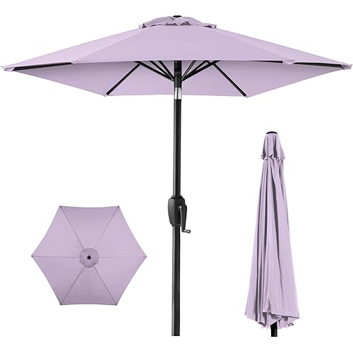 Best Choice Products 7.5ft Heavy-Duty Round Outdoor Market Table Patio Umbrella w/Steel Pole, Push Button Tilt, Easy Crank Lift - Lavender
