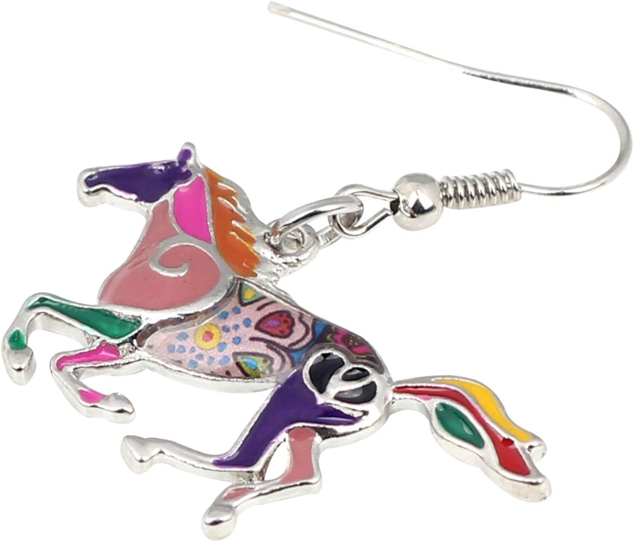 NEWEI Enamel Alloy Sweet Running Horse Earrings Drop Dangle Fashion Animals Jewelry For Women Kentucky Derby Gifts - Image 4