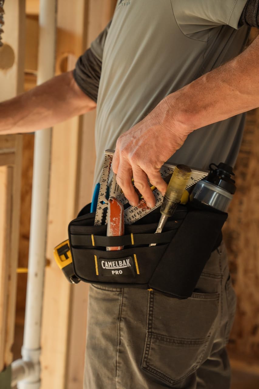 CamelBak Pro Tool Belt | Rugged | Durable | Adjustable | Tool Pockets | Flask | Hammer Loop | Gear Clip | 1200D Polyester