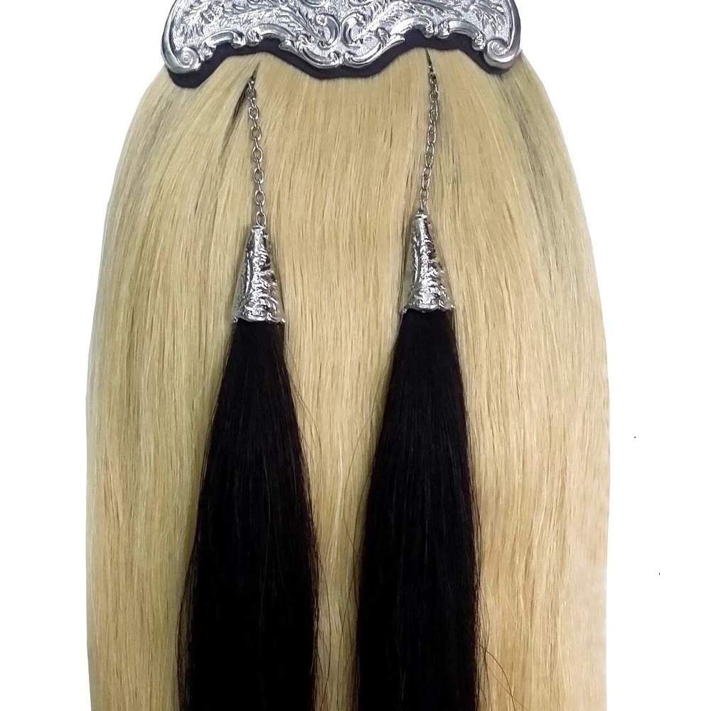 Tartancity HORSE HAIR SPORRAN Fake CELTIC CANTLE/KILT SPORRAN BLACK HORSE HAIR/KILT
