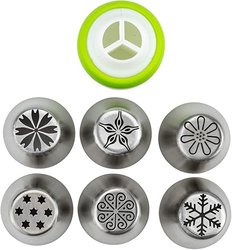 Miniatura 6 de Restaurantware Pastry Tek - Juego de puntas de tubería rusas, 17 piezas duraderas para decoración de tartas, 6 puntas de tubería, 10 bolsas de