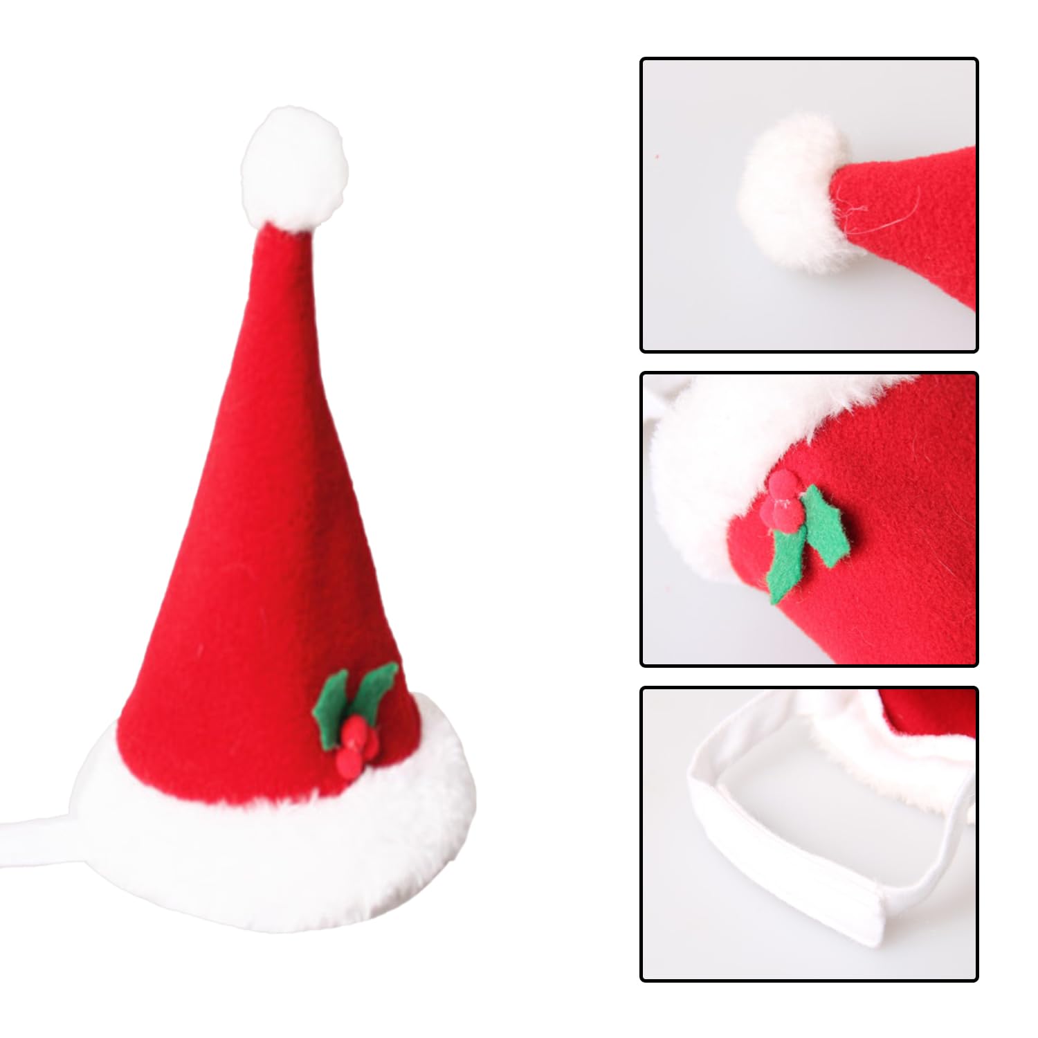 Nereds Red Warm Christmas Pet Santa Hat Plush Dog Christmas Outfit Christmas Pet Costumes Cat Dog Dress Up for Festival New Year - Image 3