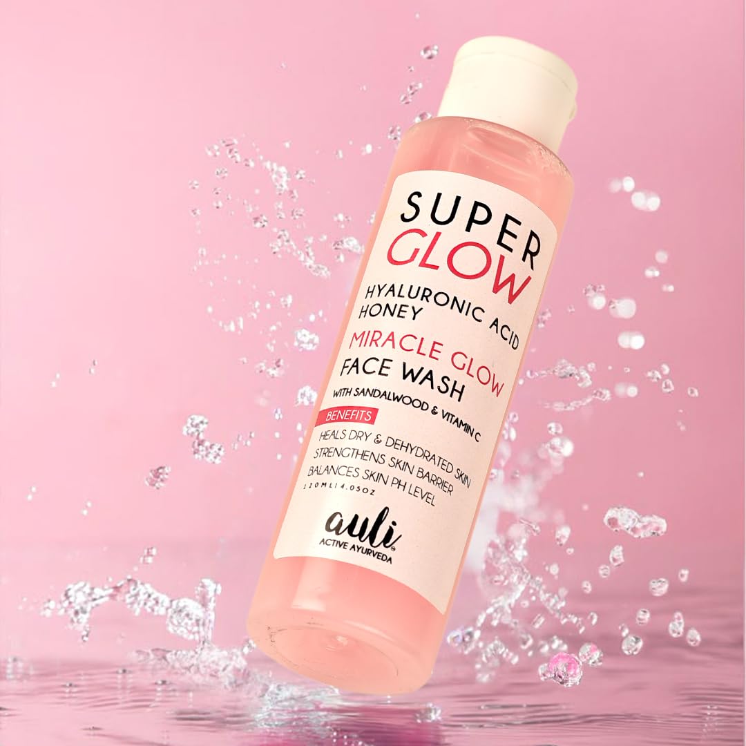 AULI LIFESTYLE Super Glow Face Wash for All Skin Types | Hyaluronic Acid and Sandalwood | Boosts Hydration and Removes Stubborn Tan, for Glowing, Even Skin - 120ml