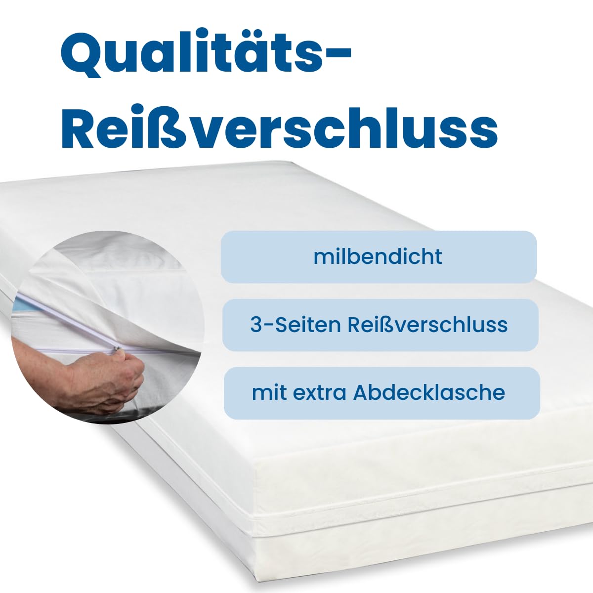 Softsan Protect Plus Matratzenbezug für Boxspring-Matratzen milbendicht 100x200x30 cm, Höhe 30 cm, Encasing, Milbenschutz für Hausstauballergiker milbenkotdicht