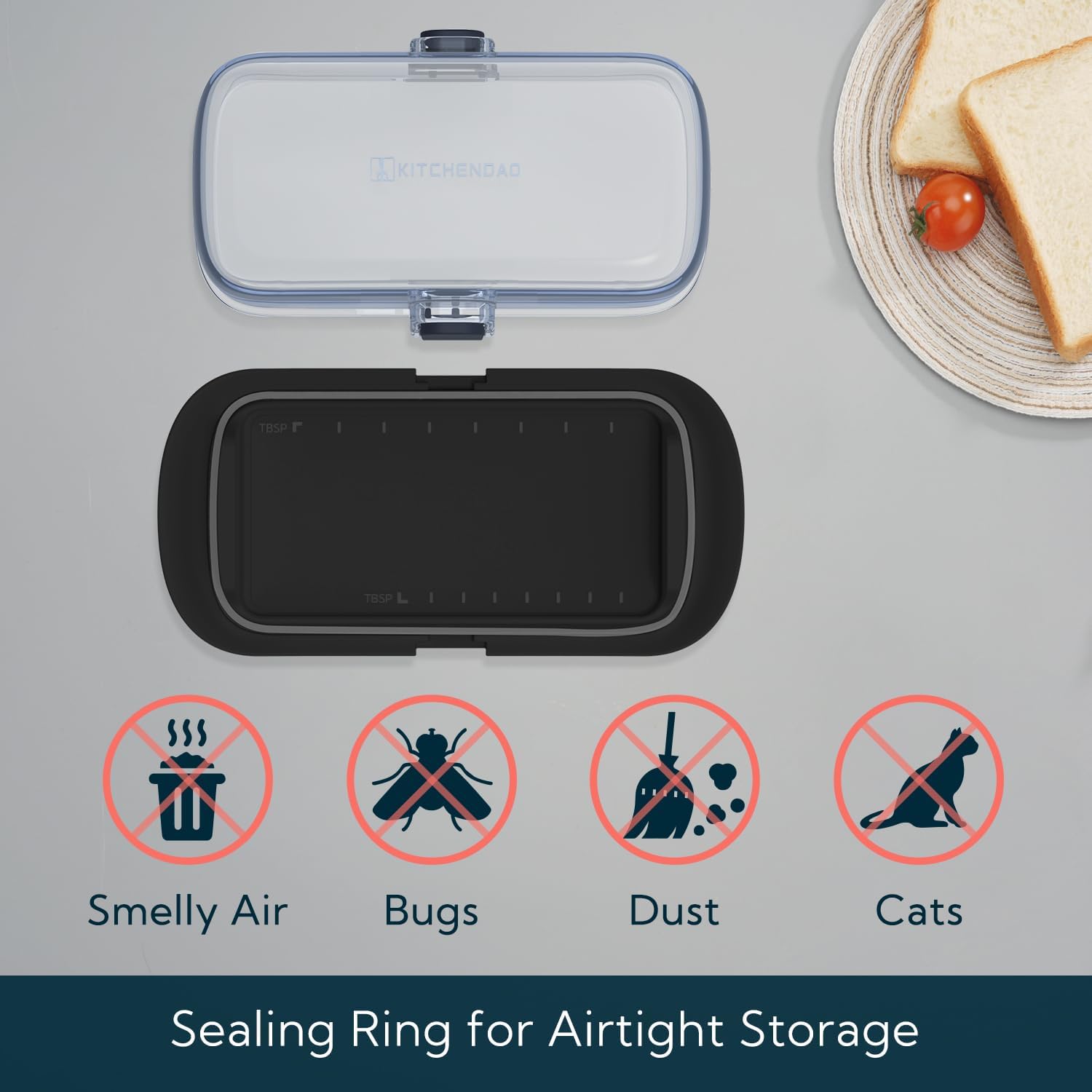 KITCHENDAO Large One-handed Butter Dish and Airtight Flip-Top Butter Dish