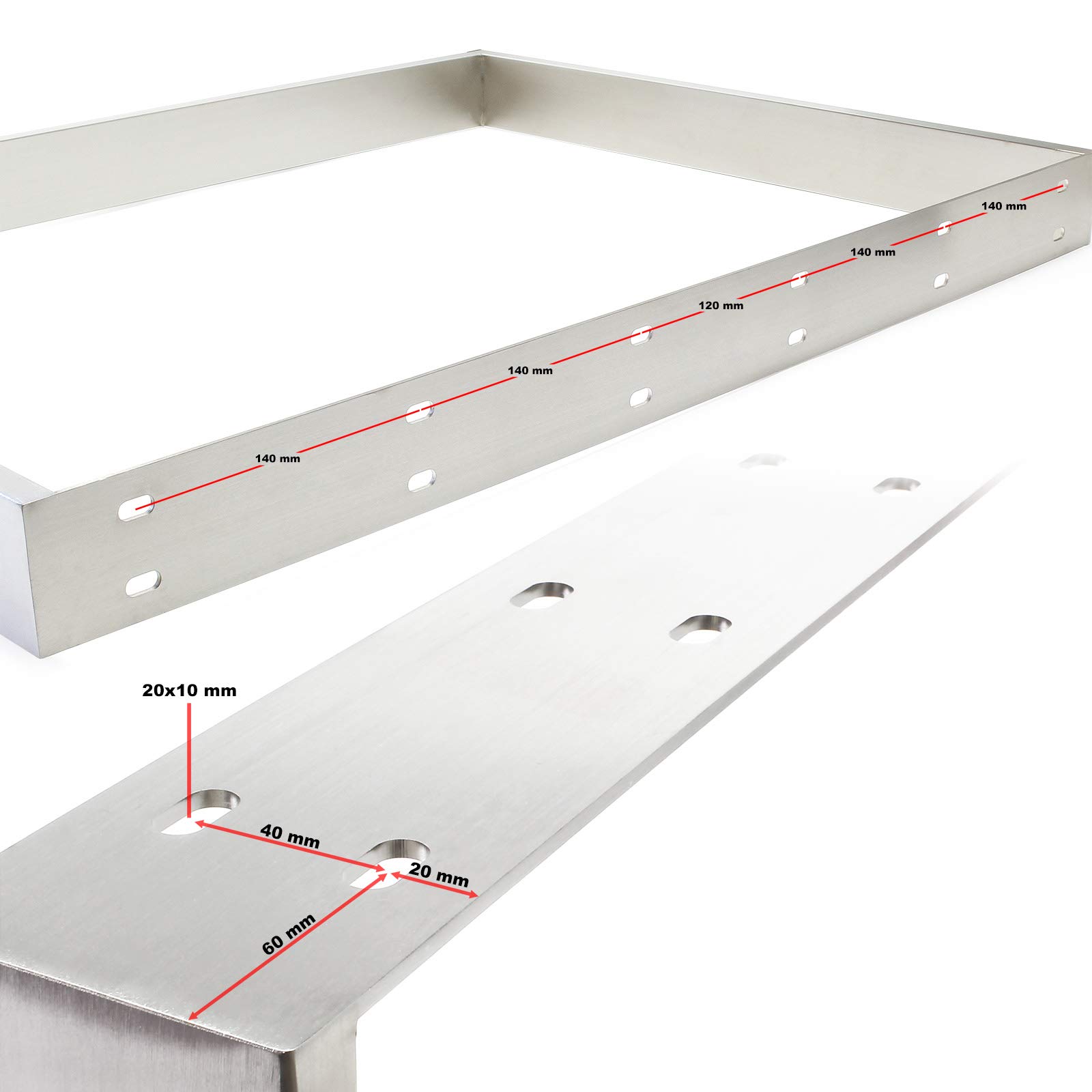 Wiltec Telaio da tavolo 80x73cm in acciaio inox Struttura base per tavolo
