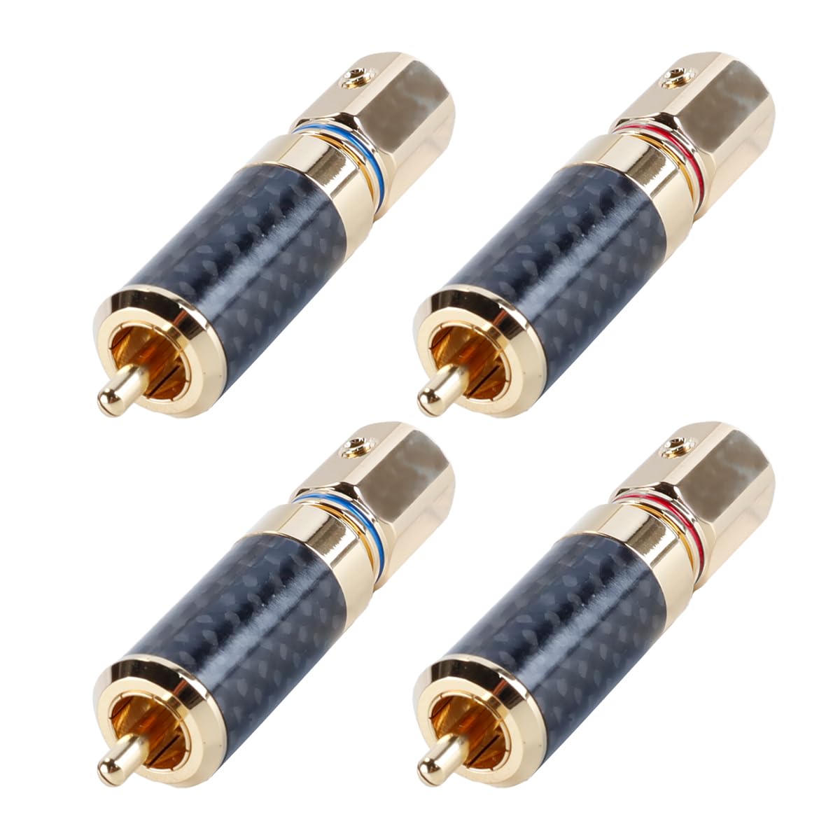 4 Connettori R-CA Di Fascia Alta Da Avvitare Senza Saldatura, Con Connettori Phono R-CA Placcati in Oro E Rodio, Maschio, Cavo Fino a 10,0 Mm