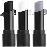 MEICOLY 3PCS Black White Light Grey Face Body Paint Stick,Halloween Zombie Skeleton Makeup Face Paint,Clown White Makeup SFX Cosplay for Adults and Kids,Eye Black Stick for Baseball & Softball