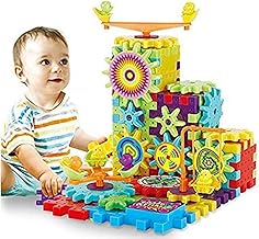 E-ROYAL SHOP® Battery Operated 81 Pcs Interlocking Building Blocks and Gears Toy Set | Motorized Spinning & Puzzle Bricks Gear Wheels | for Toddlers