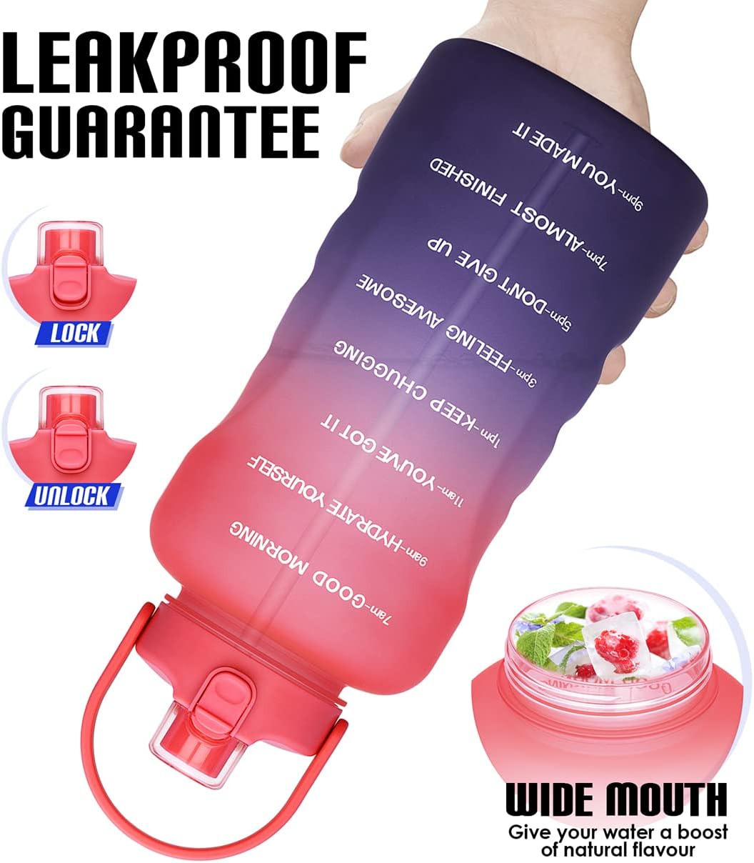 HydroPal 1 Gallon Water Bottles with Straw, 128 oz Water Bottle BPA Free Innovative 2-IN-1 Lid Gym Bottle with Times to Drink Motivational, Large for Sports Fitness Camping Water Jug （13.8X5.5 inch）