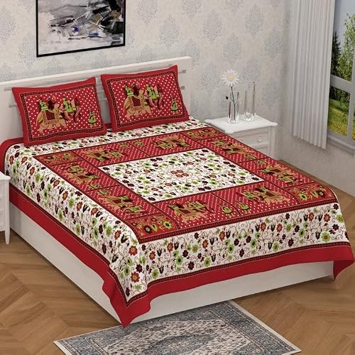 Drap de lit en coton 280 fils pour lit double avec 2 taies d'oreiller | Drap plat en coton pour grand lit