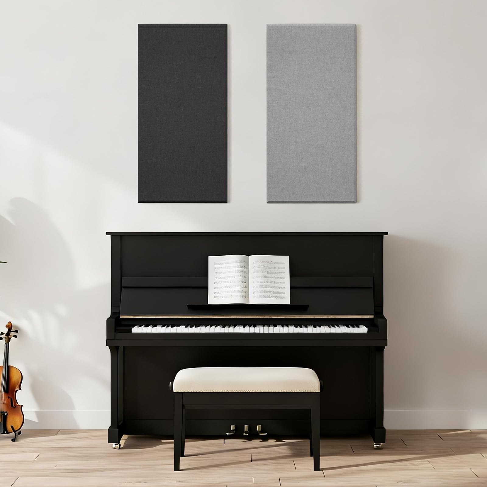 TONOR Paneles Acústicos de Fibra de Vidrio Grandes, 100x50x4cm Panele Insonorizante para Pared que Absorben el Sonido para la Decoración de Pared Interiores de Estudios, Salones, Teatros, Negro