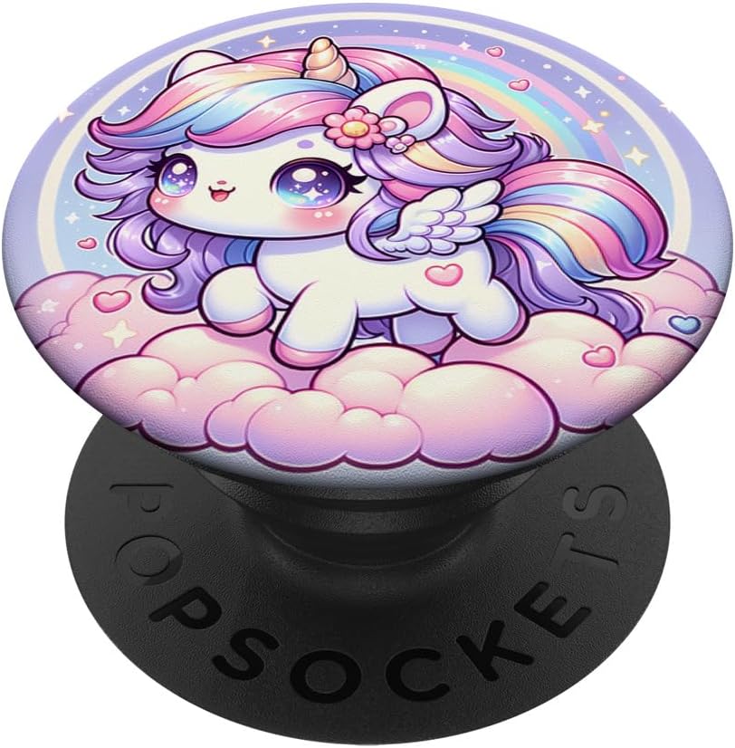 Unicorn Purple Design Cute Colorful Kawaii Rainbow Girls PopSockets PopWallet for MagSafe