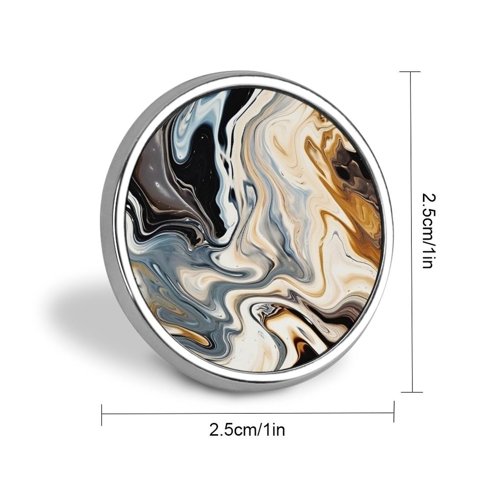 Aluminium Alloy Round Badge Brooch Pins for Men Abstract Marble Ink Texture Brooches Elegant Pin for Women Fashion Button Badges Brooch Badge for Hats Jackets Shirts