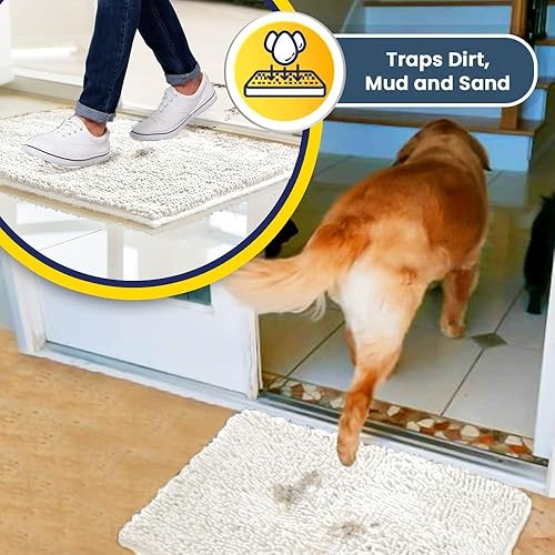 Vista 49 de Muddy Mat® - Tapete de microfibra superabsorbente para mascotas, antideslizante y lavable, de felpilla, secado rápido, para entrada