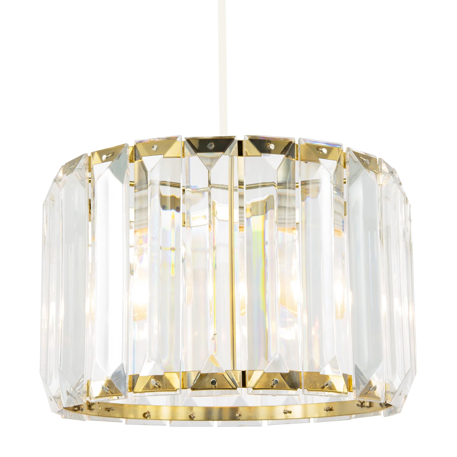Happy Homewares Unisex Gold Contemporary Easy Fit Pendant Shade With Clear Acrylic Rectangular Rods In | Size: 10 Inches