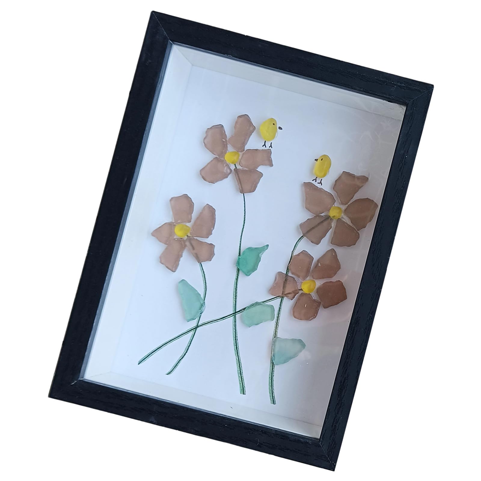 hogtnd Sea Glass Flower Birds Art Pictures Arts Frame Table Decors Friendship Gift Housewarmings Gift Table Decors