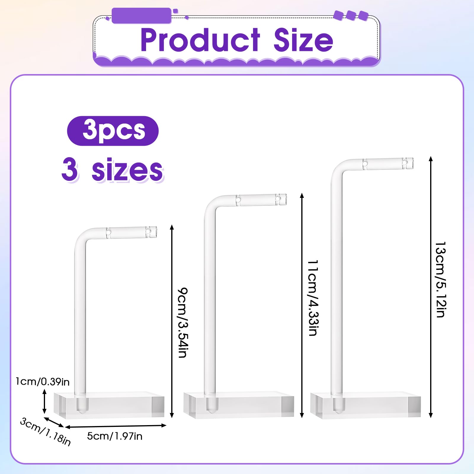 Xthrotsenk 3Pcs Acrylic Earring Holder Clear Jewelry Stand Earring Display Jewelry Holder Acrylic Jewelry Organizer Display Stand for Earring