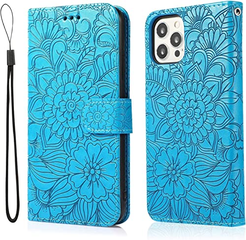 Étui portefeuille iPhone 13 Pro Max bleu pour protéger et tout ranger