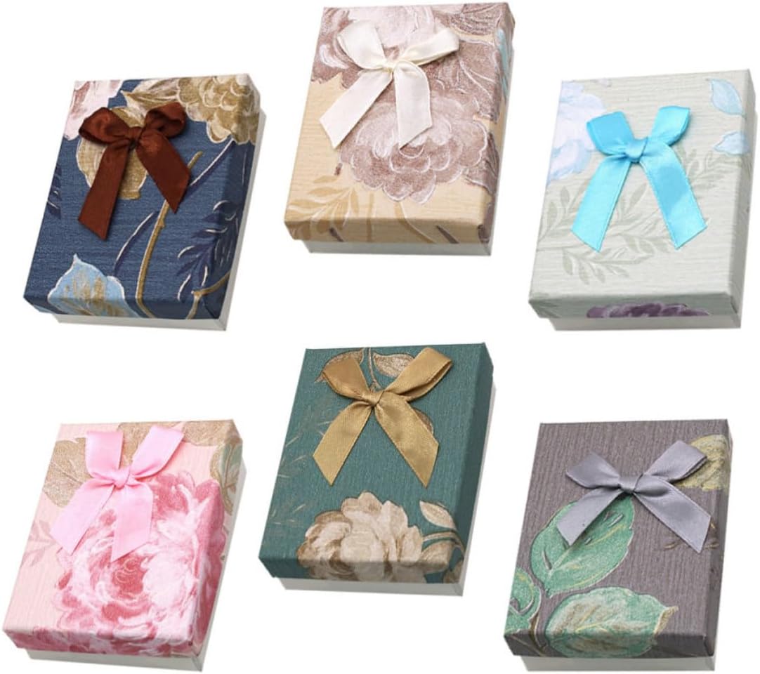 Cabilock 6pcs Delicate Jewelry Storage Box with Bowknot Paper Gift Case