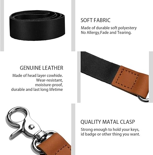 Miniatura 10 de AZEAM - Correa para el cuello larga con llavero y cierre de metal, diseño para hombre y mujer, para tarjeta de identificación, tarjetero, llaves de