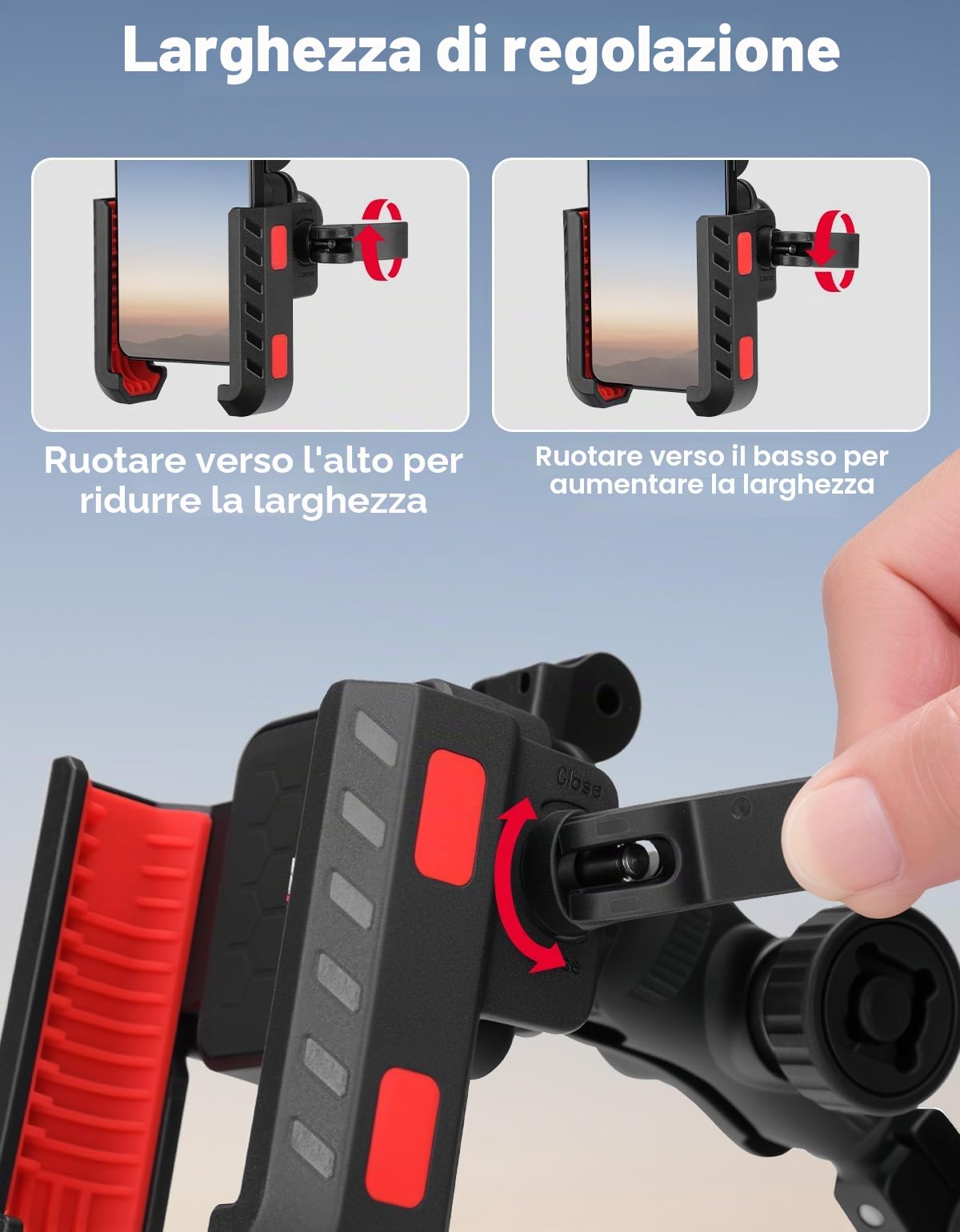 KEMIMOTO Supporto Telefono Moto, Porta Cellulare Moto con Antivibrazione e Antifurto, Porta Telefono Ruotabile a 360 per Motociclo, Scooter, Bici, ATV, Adatto per 4,7"-7,2" Smartphones