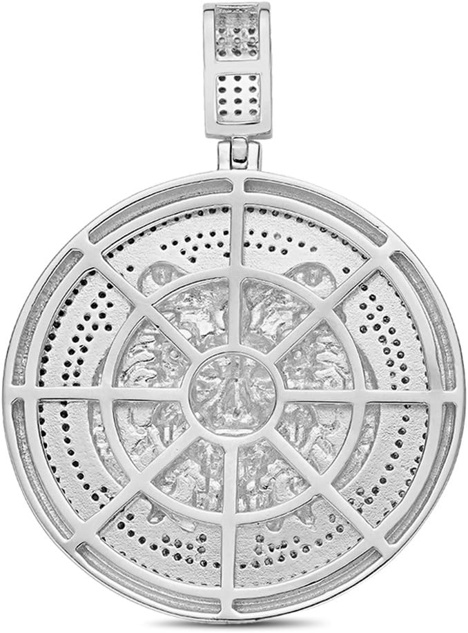 Real Genuine Authentic 2.50 Cwt. VVS1/D Hand Set Natural Moissanite Diamonds 14K Gold Bonded Jungle King Lion Face Charm Pendant Medallion 23+ Grams 2.25 Inch.