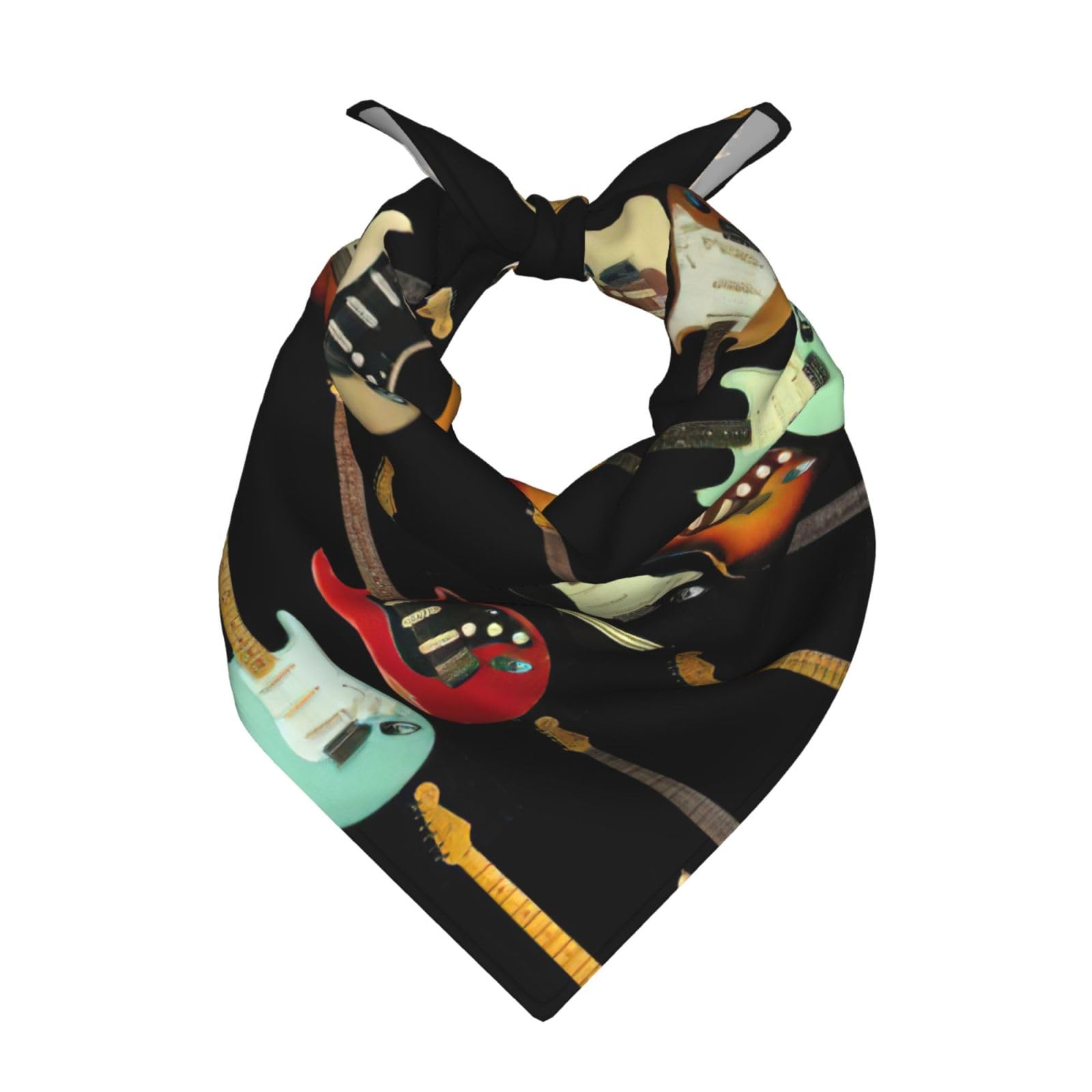 JEJEA Art Guitar Pattern Print Large Bandana, 22" Satin Square Scarf, Versatile Headband & Neck Accessory For Men Women
