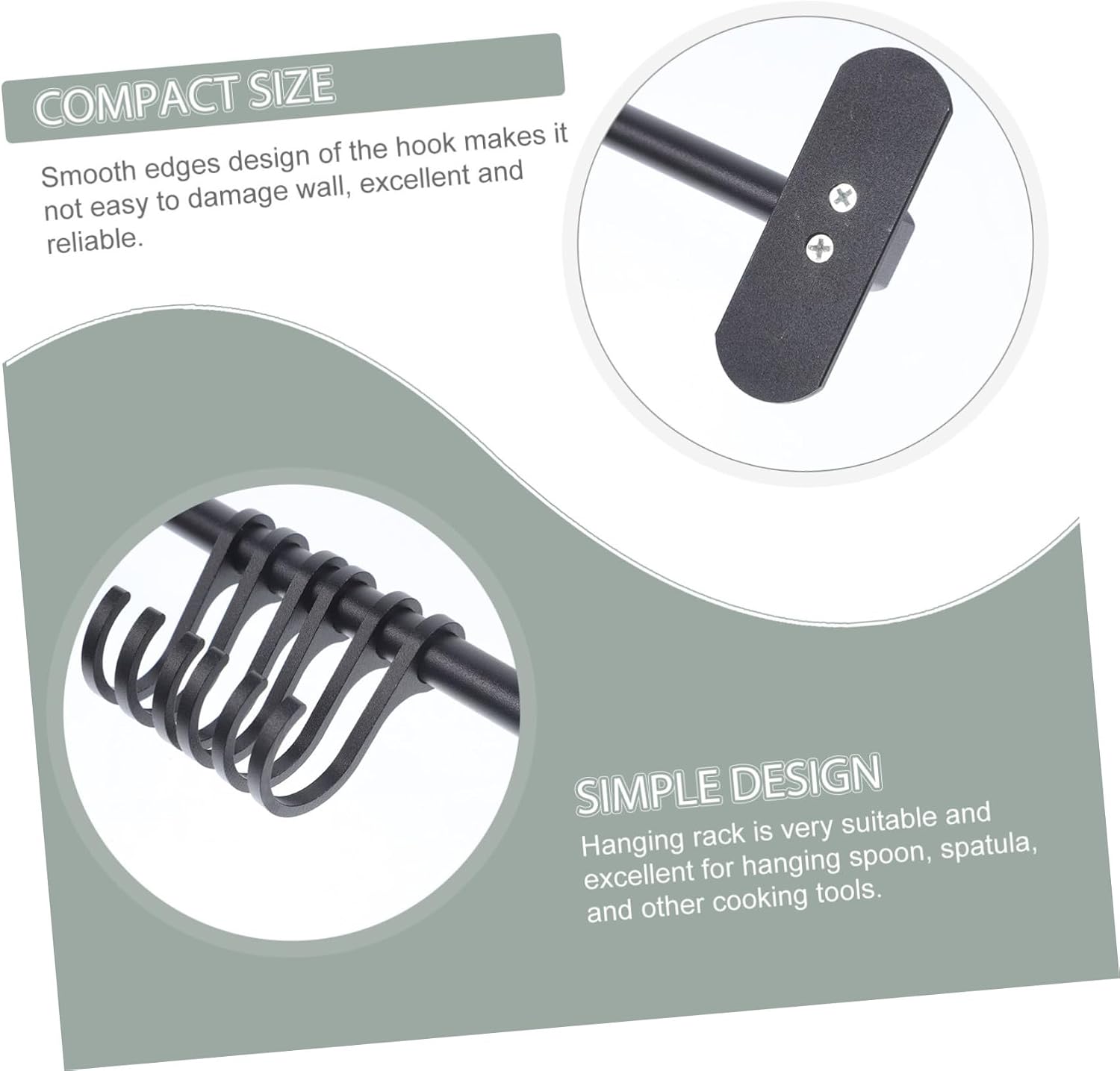Garneck 2pcs Hook Kitchen Utensil Organizer Heavy Duty Wall Hooks for Kitchenware Tool Holder Spatula Hanger