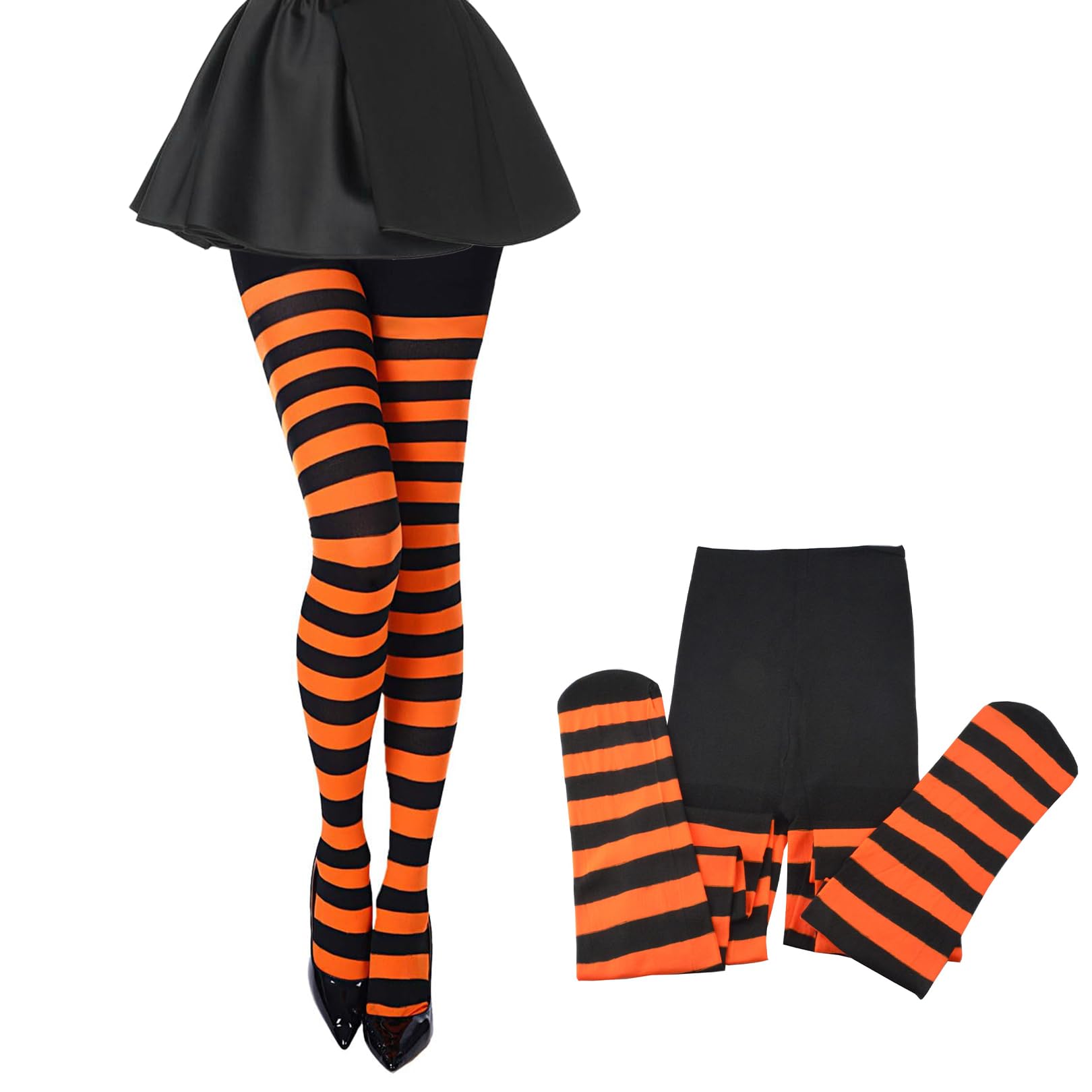 Halloween Striped Tights, High Waist Striped Leggings Stocking, Women’s Fancy Dress Tight