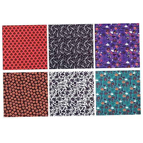 Tissu Halloween SEWACC en polyester avec 18 feuilles imprimées pour DIY