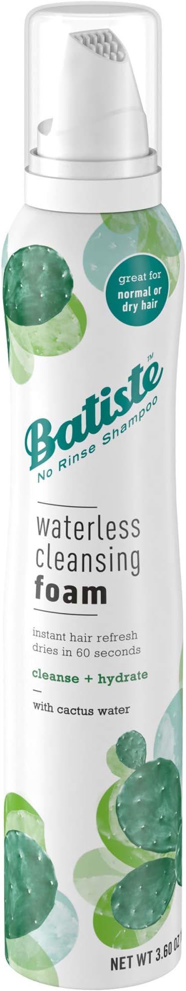 Waterless Cleansing Foam Cleanse and Hydrate with Cactus Water, 3.60 OZ, White