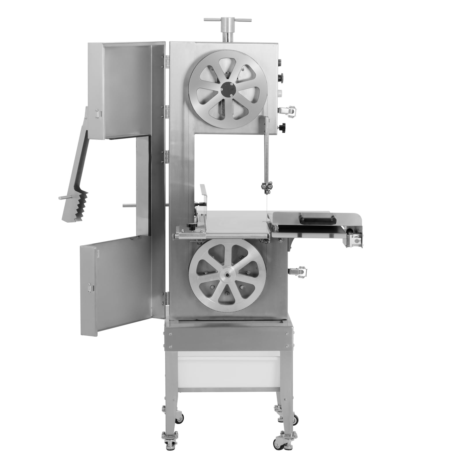 Royal Catering Elektrische Knochensäge auf Rädern 2400 mm 1500 W Schnitthöhe: 330 mm Edelstahl Knochenbandsäge Fleischsäge