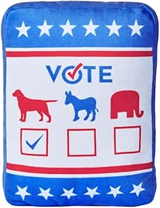 PUPROAR Pawsidential Ballot - Political Squeaky Toy Plush for Dogs with Crinkle Paper - Funny Dog Toy for Endless Election Season &amp; 4th of July Fun