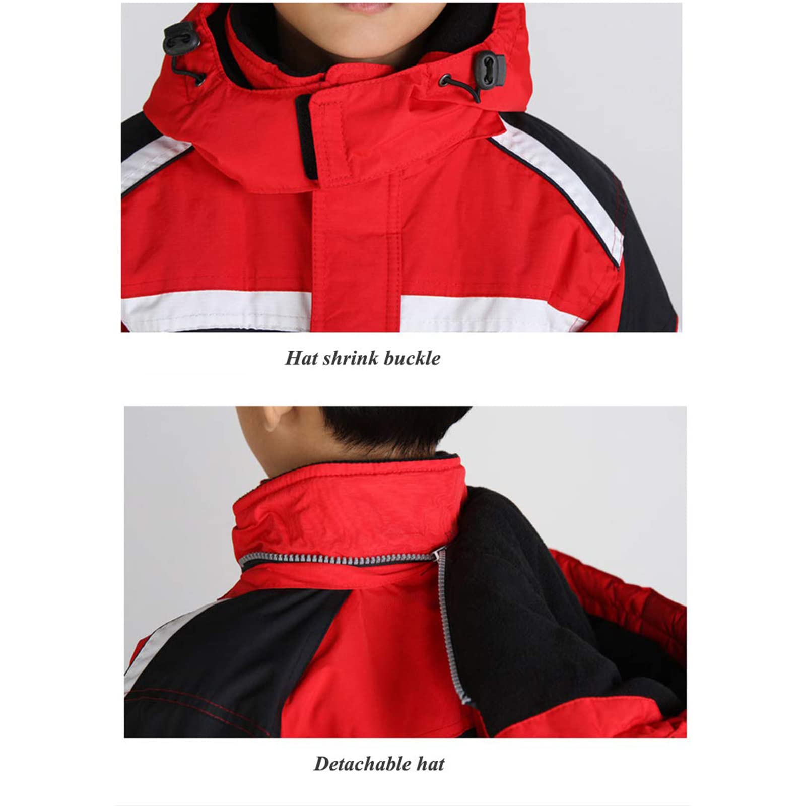 Skipak Uit ééN Stuk Mannen En Vrouwen Volwassen Skipak Uit ééN Stuk Verstelbaar Winter Outdoor Waterdicht Sneeuw Warm Sportpak,Rood,XL