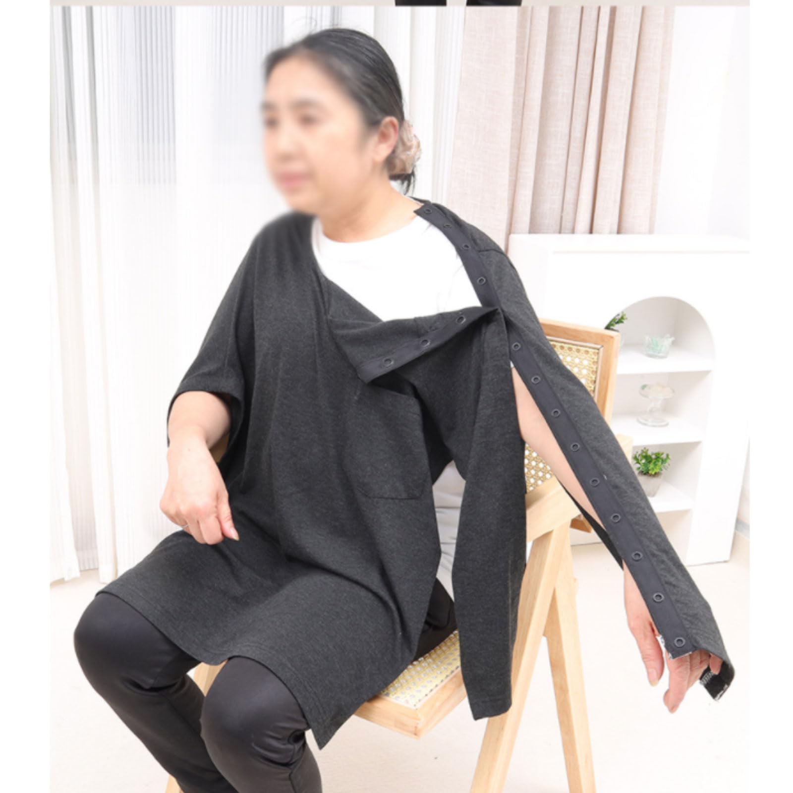 Costume da infermiera Camicie unisex a maniche lunghe per pazienti Abiti da allattamento in cotone Camicie ospedaliere post-operatorie Aiuto infermieristico per uomini anziani Donne riutilizzabili