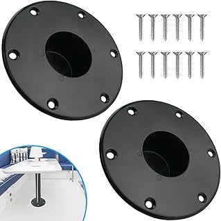2 Pack Black RV Table Base Mount Aluminum Camper Table Base Mount with 6 Mounting Holes Floor Mounting Base Includes Mounting Screws