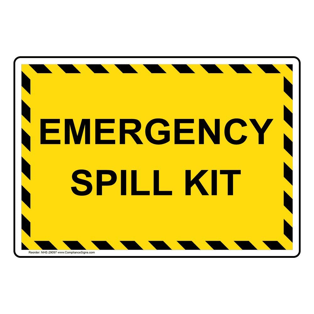Emergency Spill Kit Label Decal, 5x3.5 inch 4Pack