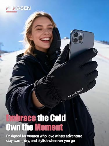 Miniatura 7 de Guantes deportivos de invierno para esquí y snowboard, guantes térmicos blancos y negros con puños elásticos