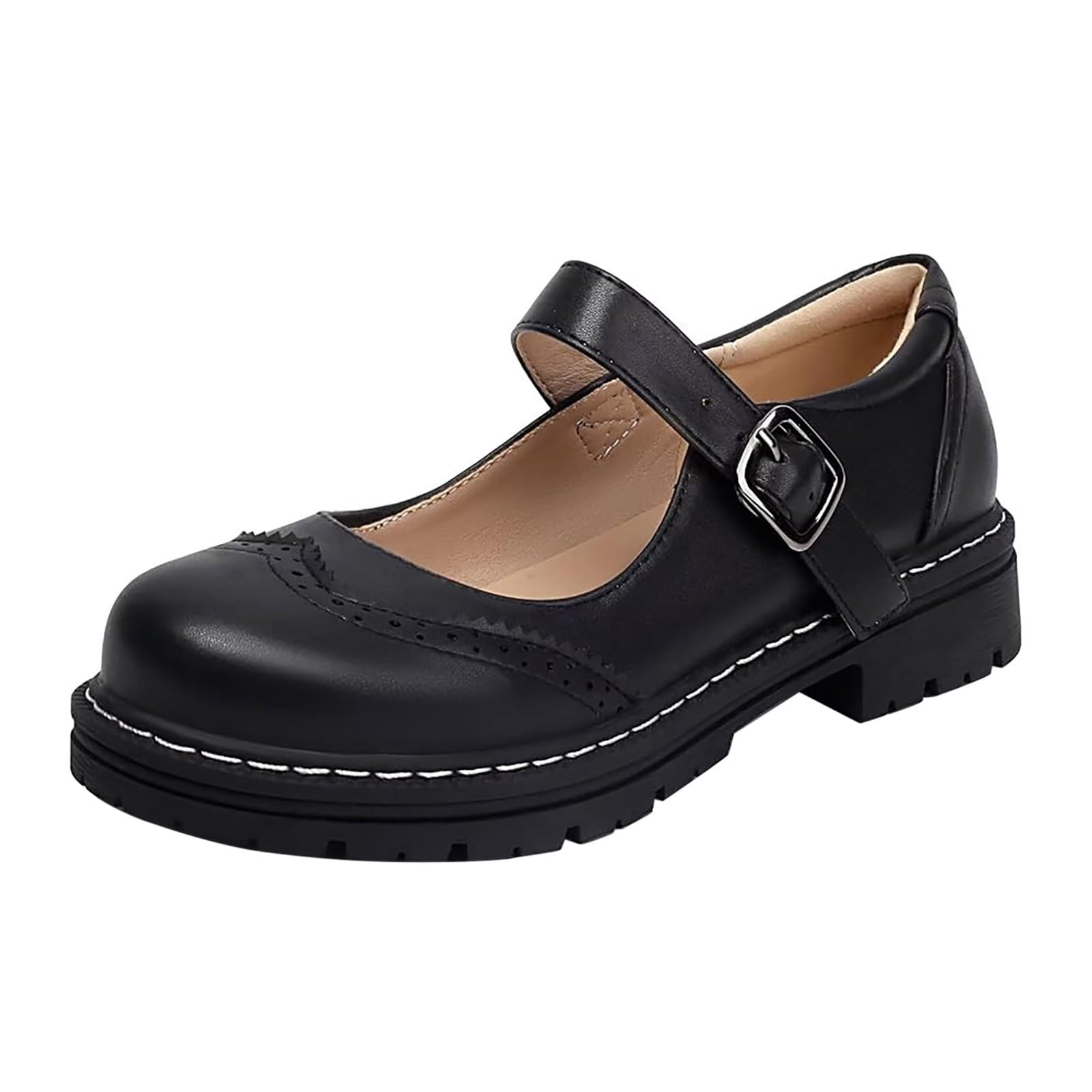 Piattaforma da donna Mary Janes scarpe morbida ecopelle Sweet Toe caviglia Lolita Gothic plateau abito décolleté scarpe eleganti chiuse scarpe basse chunky plateau sandali estivi in pelle laccata